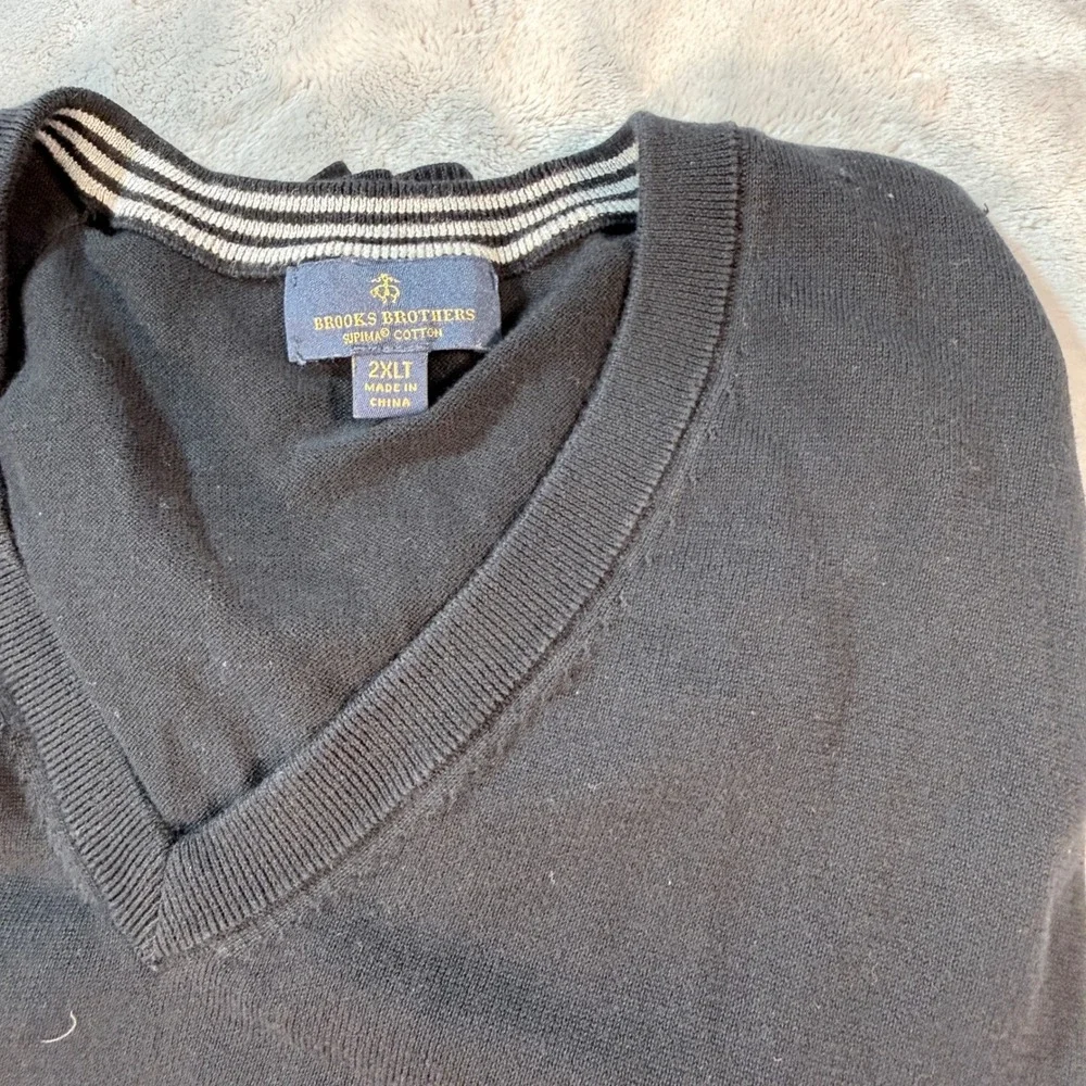 Lot 2 Brooks Brothers 2XLT Supima Cotton V-Neck Sweater Set Light Grey‎ Black